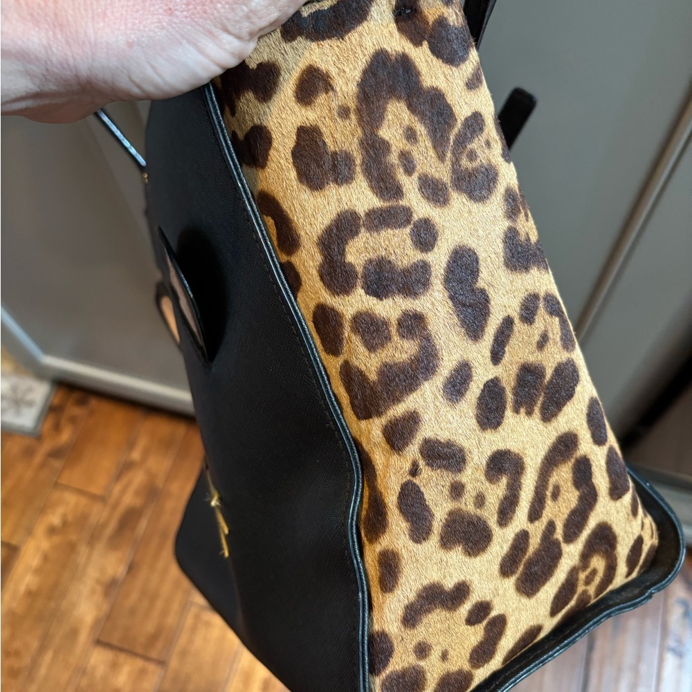 Kate Spade Black Leopard-Accent Cat Appliqué Tote with Dust Bag - Picture 3 of 15